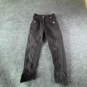 Red Horse Riding Breeches Equestrian Pants Girls 22x20‎ Black Stretch Pockets